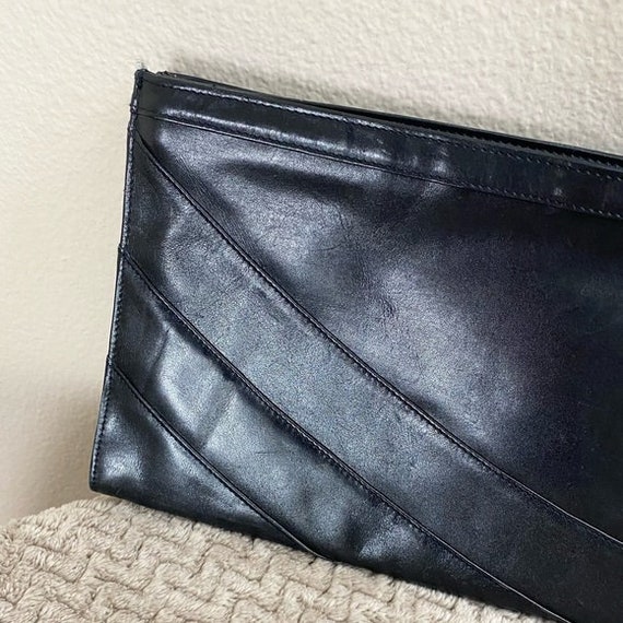 ETRA | Black Leather Envelope Clutch - image 3