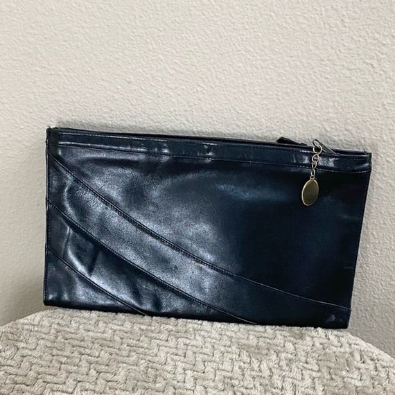 ETRA | Black Leather Envelope Clutch - image 1