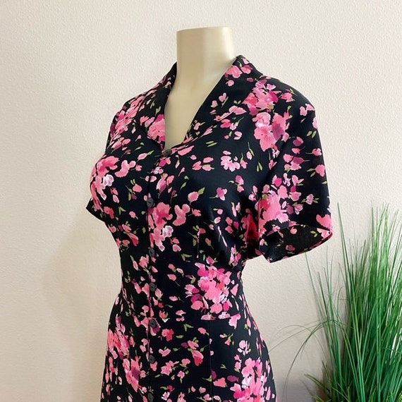MISS DORBY | Vintage Pink Floral Button Up Dress … - image 2