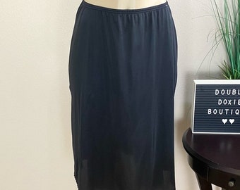 VANITY FAIR | Vintage Black Midi Skirt Slip Sz S