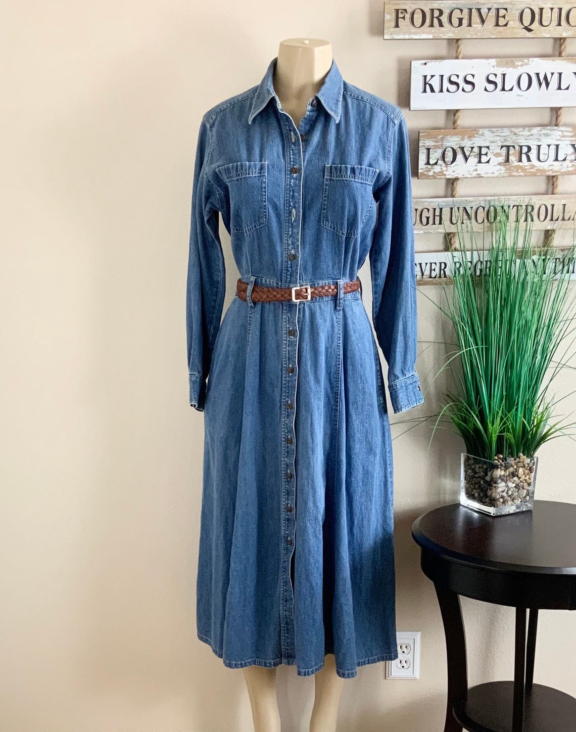 Eddie Bauer Vintage Denim Shirt Dress Sz 6 | Etsy