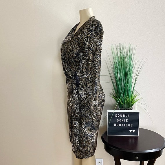 UNBRANDED | Vintage Cheetah Print Wrap Dress Sz 9… - image 8