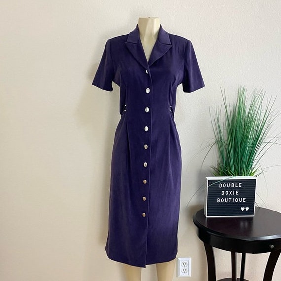 MISS DORBY | Vintage Purple Button Up Midi Dress … - image 1