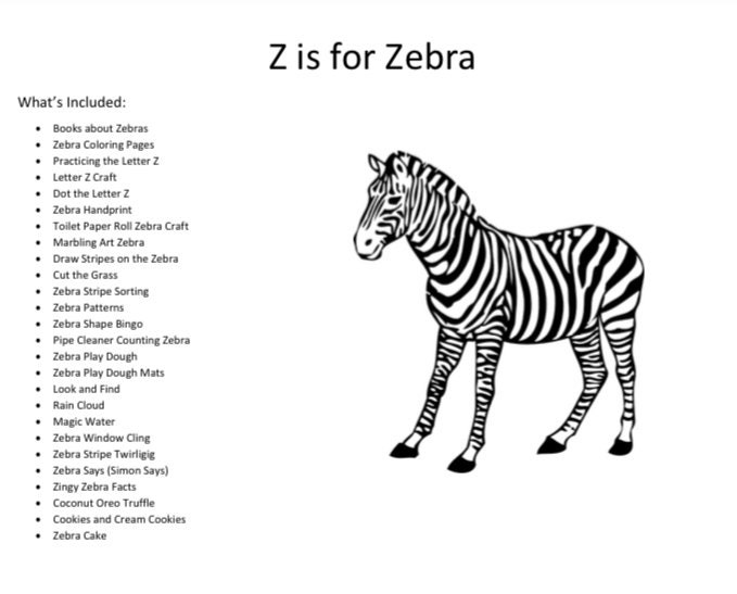 Z if for Zebra Activity Booklet Etsy France