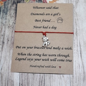 Pulsera de deseos, Amuleto para perros, Regalo de joyería para padres perros, Amantes de los perros, amistad, Regalo para amantes de los perros