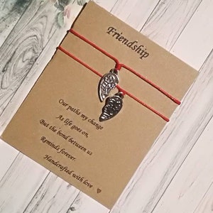 Heart Halves Charm Wish Bracelets on &#39;&#39;Friends Foreve, Apart or Together&#39;&#39; Card, Friendship Best Friends