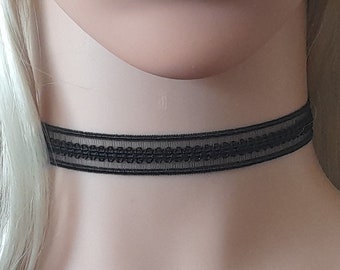 Black Elastic Lace Choker, Lace Bohemian Choker Necklace, Wide Black Choker, Boho Lace  Fashion Jewelry