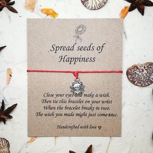 Sunflower Quote Wish Bracelet on a 1mm wax cotton cord. Positive Wish, Shine Sunflower gift Sunflower Wedding Gift Sunflower Present