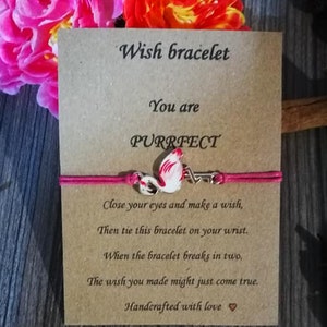 Flamingo Wunsch Armband, Flamingo Geschenk, Flamingo Schmuck, Freundschaft Armband, Schnur Armband, Carm Armband, Freund Geschenk, Flamingo Geschenk