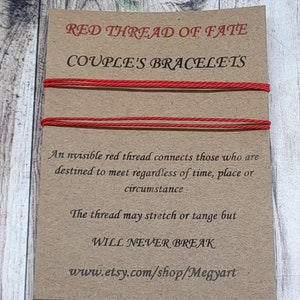 2 red string bracelet  String of Fate Couple Bracelet Set With CArd Kabbalah Thread bracelet