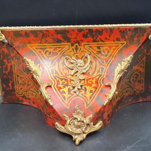 Antiguo soporte de pared Boulle francés del siglo XIX - Carey rojo y consola Ormolu estilo Napoléon III