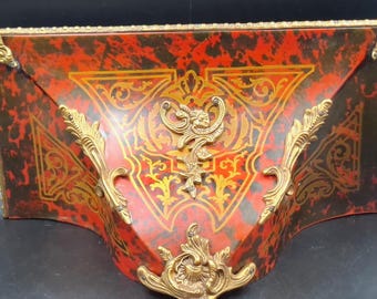 Antique 1800s French Boulle Wall Bracket - Red Tortoiseshell &Ormolu Console Style Napoléon III