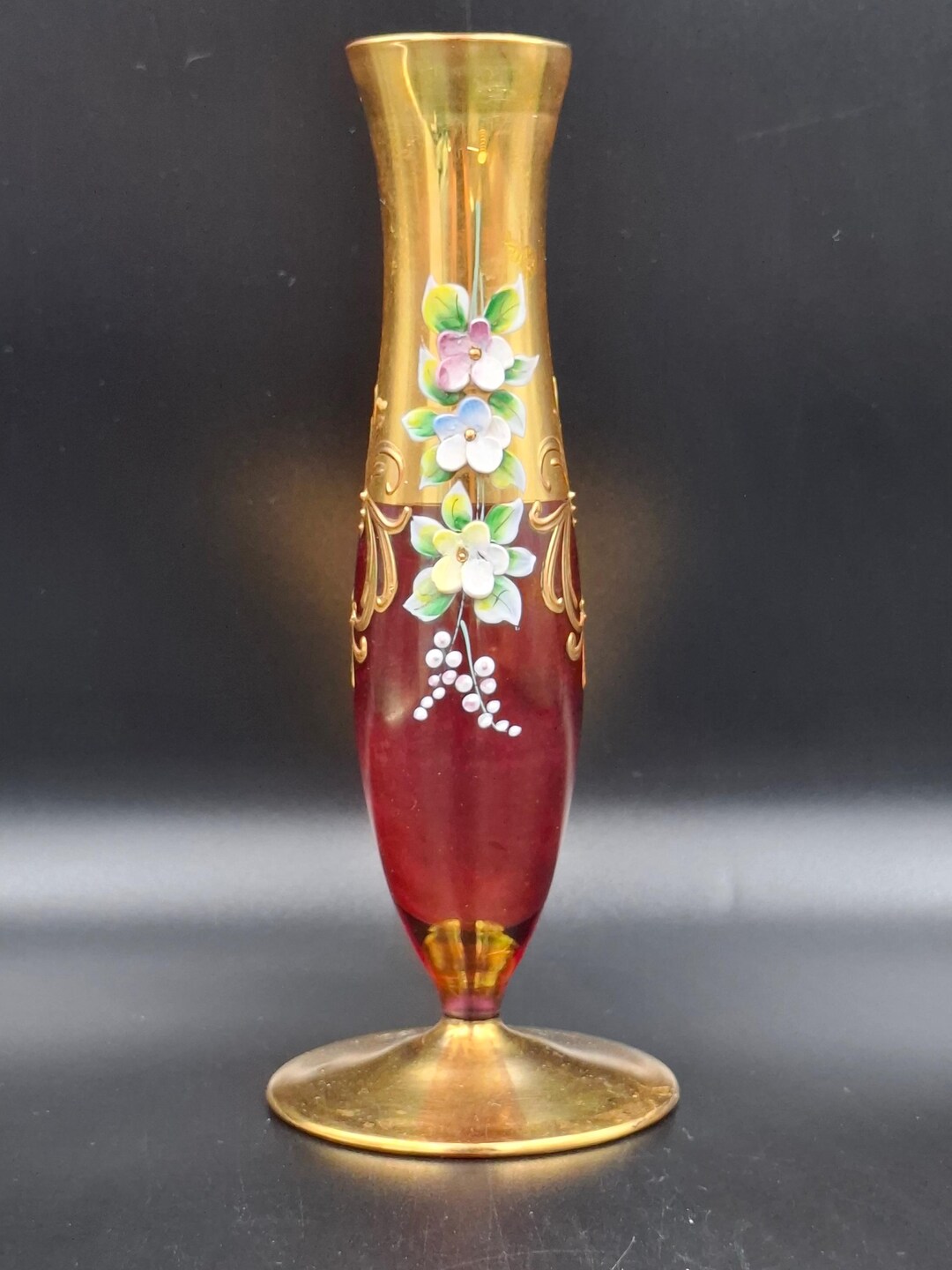 爆買い，品質保証 BOHEMIA ボヘミアガラス ヴィンテージ 花瓶 チェコ製