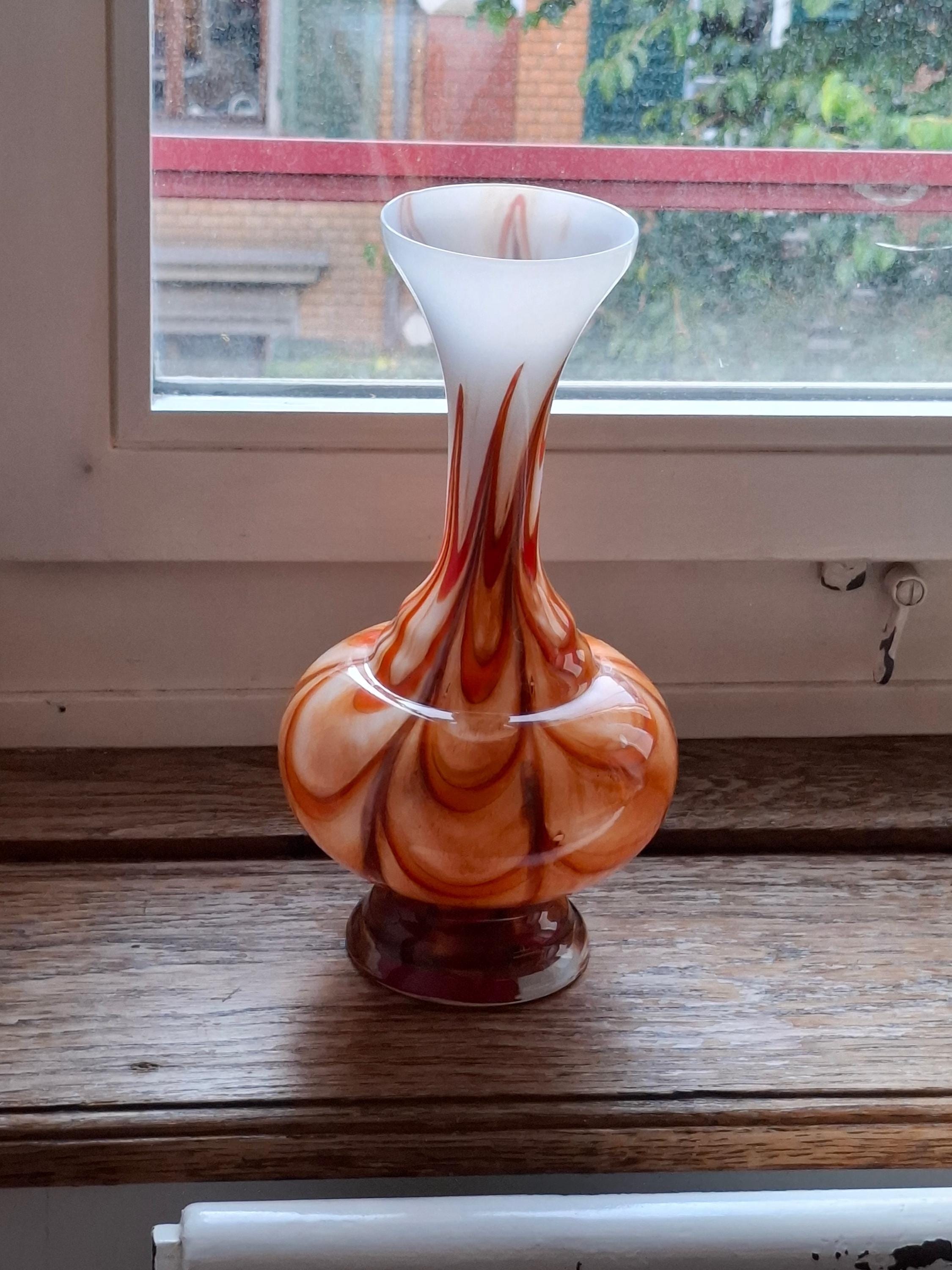 ヴィンテージ オレンジ ミルキーガラス 花瓶 ベネチアンガラス