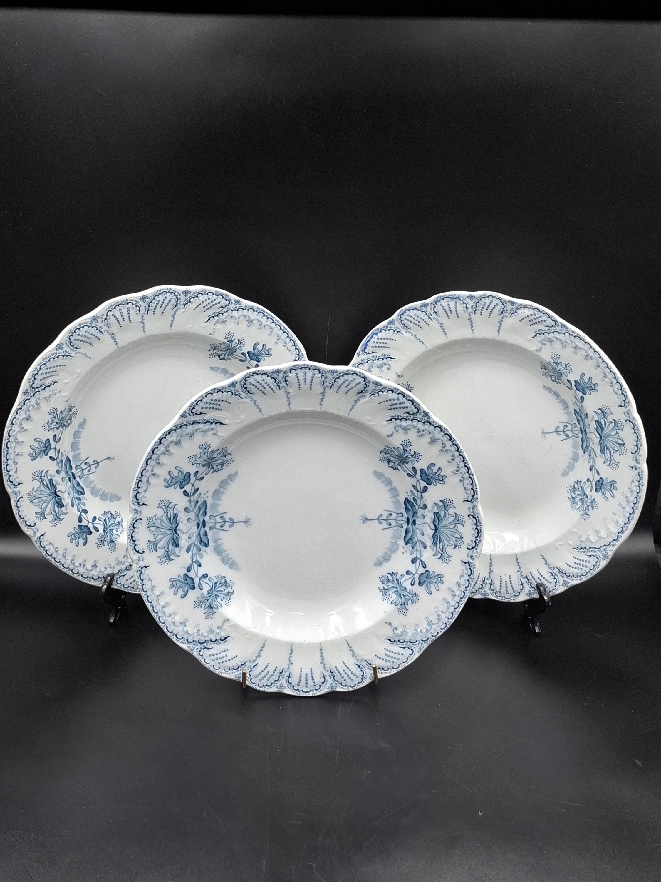Antique St. Amand Et Hamage Nord Set Deep Soup Plates Сeramics