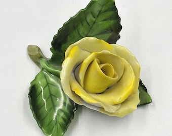 Vintage Herend Porcelain Flower with stems Yellow Rose figurine Hungary 1950s Exellent! Handpaintrd