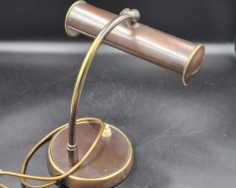 Swiss Mid Century Modern Desk Lamp Brass OMI Joint Adjustable Lamp, Vintage Copper Piano Light, Executive Study Decor