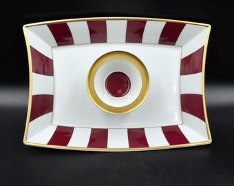 Rare Bernardaud Limoges x Nestlé 2001 Collector's Set by Olivier Gagnère – Striped Porcelain Dish & Cup