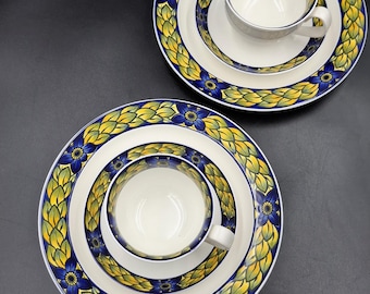Royal Copenhagen Blue Pheasant Set 2 Trio Vintage Tea Coffee Сup Saucer porcelain Christian Joachim Denmark 1980s