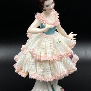 Porcelain figure Dresden lace girl lace ballerina Germany, 1900s-1960s
