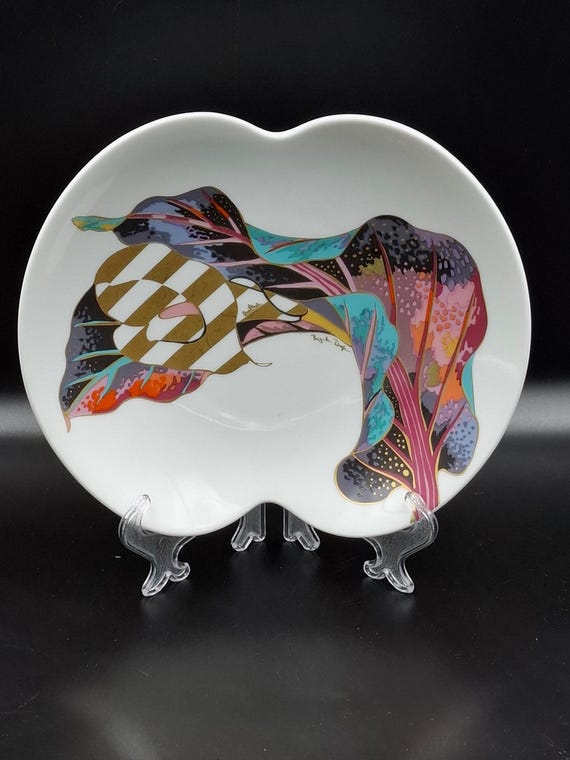 希少！サイン入りRosenthal Brigitte DoegeコラボJVD 皿 Vintage Rosenthal JVD Vaart Brigitte Doege Plate Germany 1980s