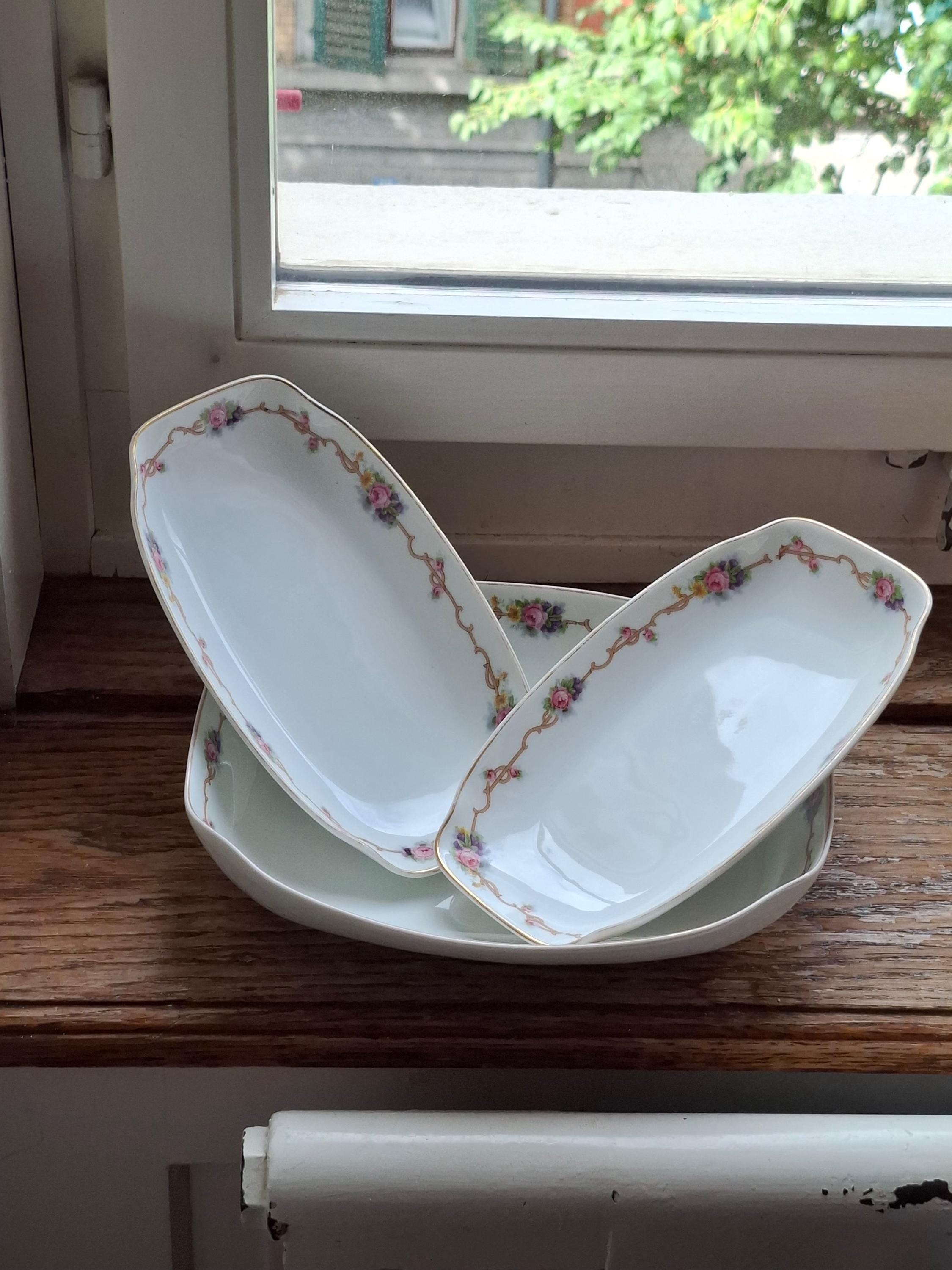 Hutschenreuther Rosenthal 花柄皿 Antique ROSENTHAL Serving Plates Set Kronach Bavaria HORTENSE
