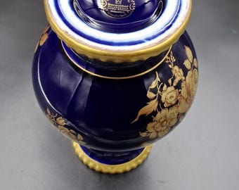Vintage Echt Cobalt Porсellan Vase Bareuther Waldsassen Gilding 22