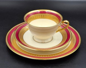 Vintage Trio Rosenthal Ivory Tea Coffee Сup Saucer Germany 1920s Red Gold pattern Exellent!