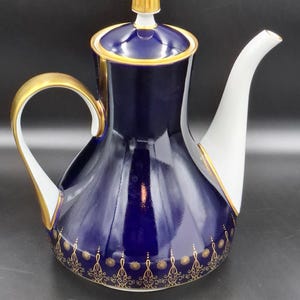 Vintage Teapot Weimar Germany Echt Cobalt Excellent! Hand painted Gold Blue Porcelain from the Harmony Service Germany 1960s