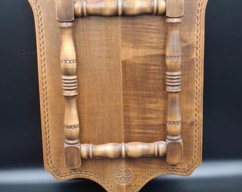 Vintage Hand-Carved Wooden Wall Frame – Carpathian Slavic Folk Art – Rare Tiger Grain Maple Hardwood – 1970s Boho Loft Decor