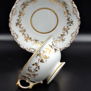 Antique Cup and saucer, Germany, mid-19th century Gold painting
