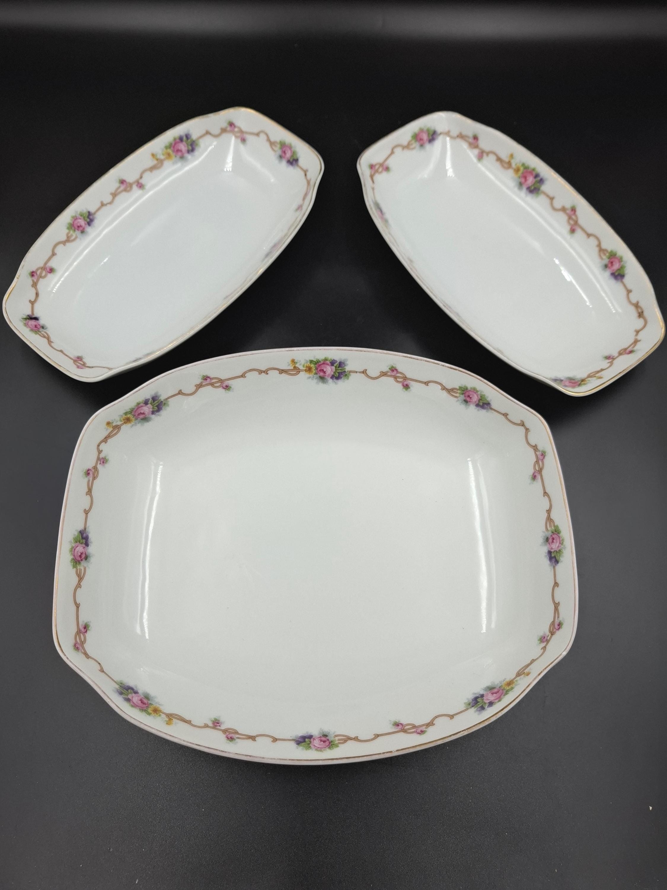 Antique ROSENTHAL Serving Plates Set Kronach Bavaria HORTENSE