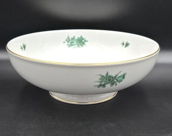 Vintage Rosenthal Tyskland "Aida" Porslinsskål Gröna Blommor & Guld Förgyllning Bahnhof Selb 1949