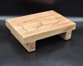 Vintage Solid Wood Display Stand Riser - Wabi-Sabi Bonsai & Sushi Pedestal Geta
