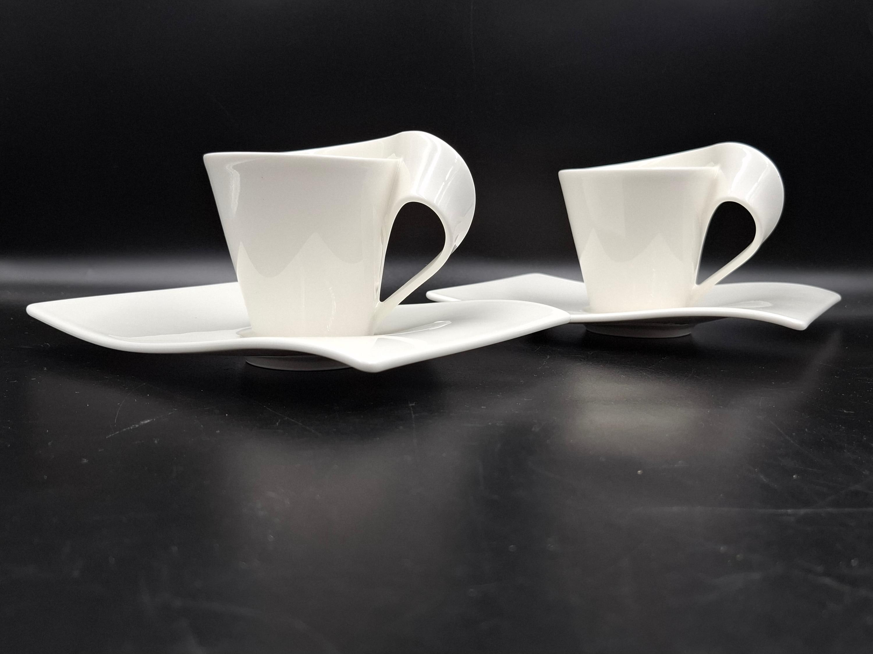 Set 2 Pair New Wave Villeroy & Boch Germany Coffee Cappuccino Cups