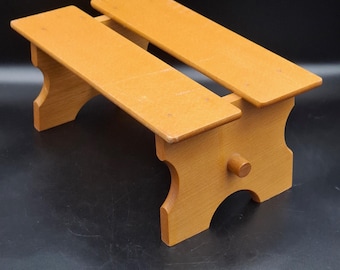 Estantería estilo banco vintage europea de madera maciza de haya – Exhibición y organizador multiusos