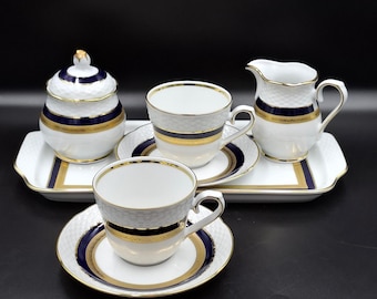 Vintage Winterling Set Coffee Tea Cup and Saucer Winterling Cobalt Germany 1980s Kobalt blue porcelain