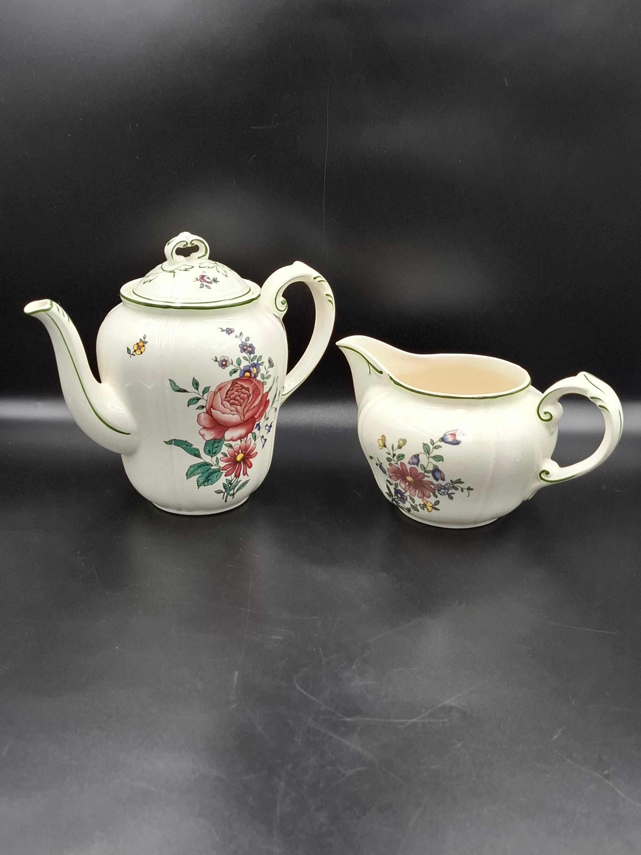 Vintage Villeroy & Boch Porzellan Teekanne Kaffeekanne Milch Kanne Deutschland 1930er Jahre Alt Strassburg