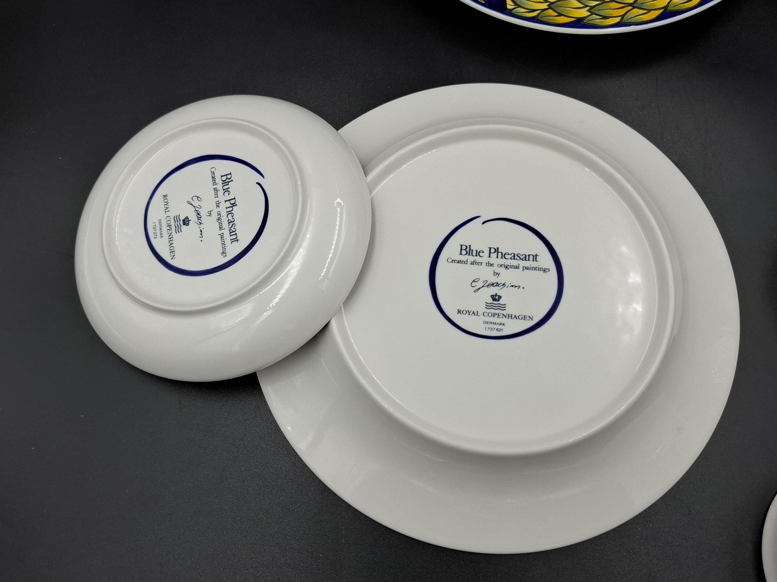Royal Copenhagen Blue Pheasant Set 2 Trio Vintage Tea Coffee Сup