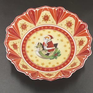 Vintage Porcelain Villeroy Boch Christmas Plate Dish Bowl With Santa Claus From the Toys Fantasy