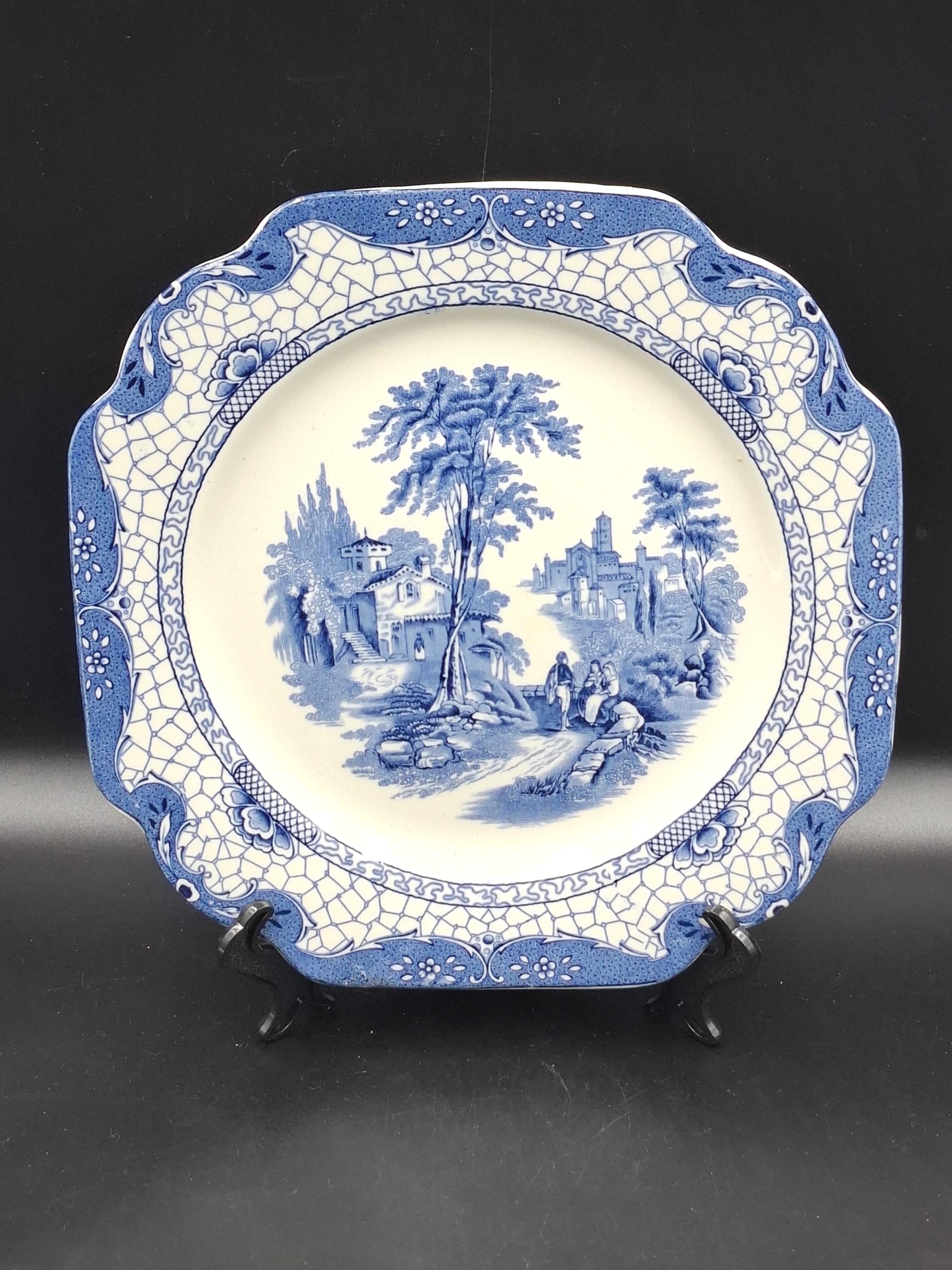 Antique Adams Landscape Blue White Transferware Plate - English
