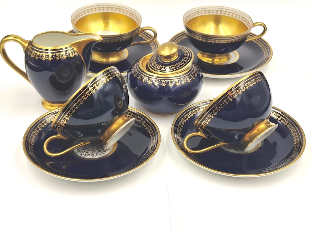 Vintage Thomas Bavaria Rosenthal Cobalt Blue & Gold Porcelain Tea Set ...