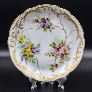 Antique Limoges Saucer Small plate France 1911 Giraud hand painted with gilding artist WNS D 12.5cm 4.2/3 inch Exellent