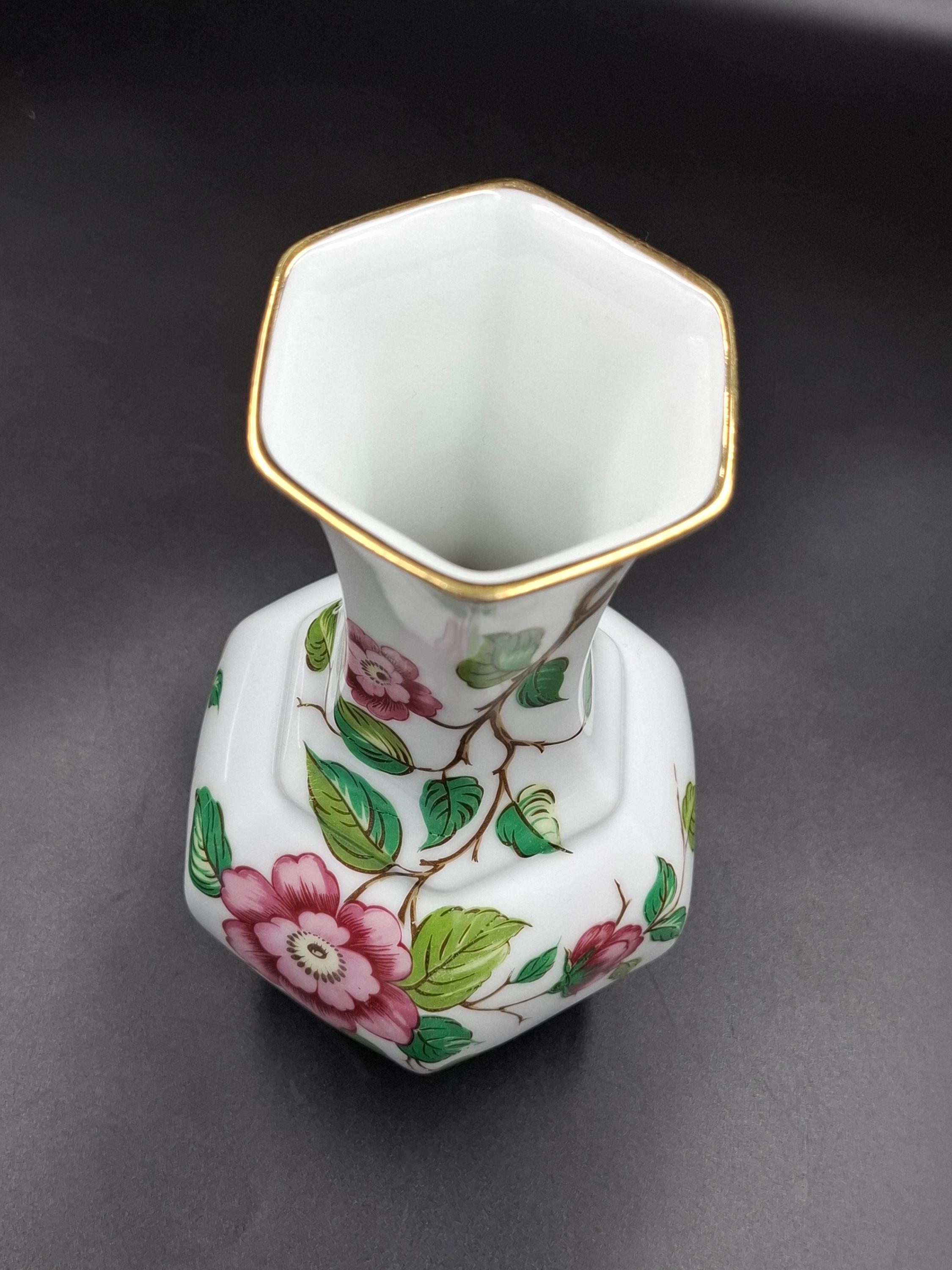 ヴィンテージ 六角形磁器 花瓶 バイエルン フォーエンシュトラウス