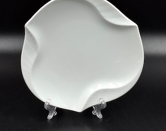 Meissen Teller Porzellan Schüsselform Wellen Relief weiß Sabine Wachs Ø 12,5 cm Deutschland 1990er Jahre