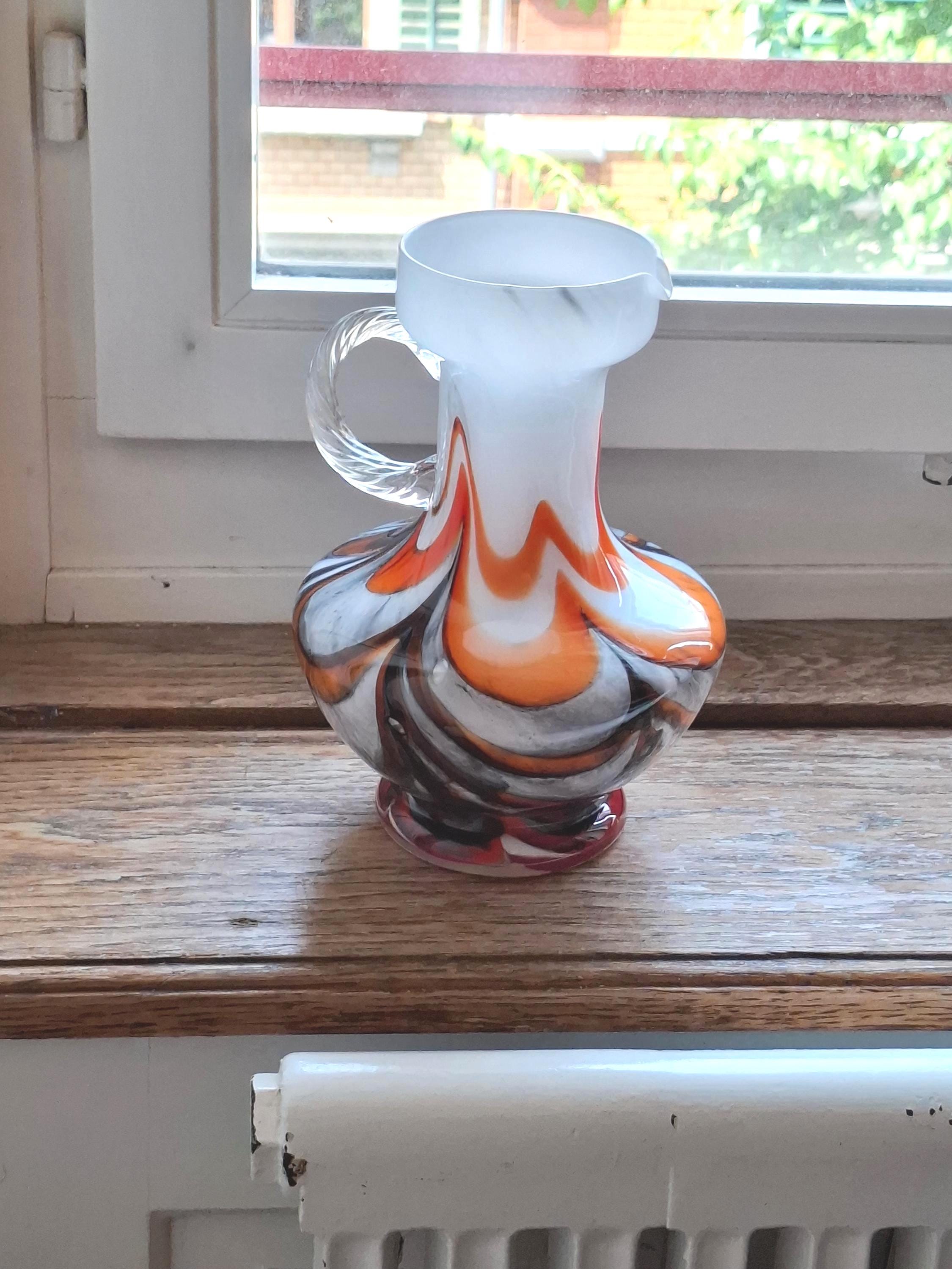 ヴィンテージ ムラーノ ガラス ジャグ 花瓶、Carlo Moretti 作、手吹き 