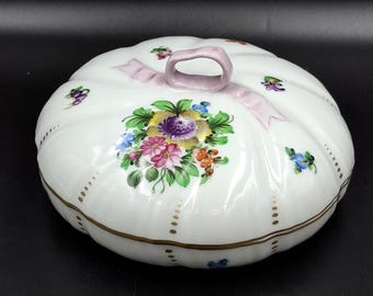 Herend Handpainted Floral HEART Bonbon Box With Pink Rose - Etsy