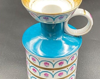 Vintage Soviet Porcelain candlestick USSR Lfz eningrad Porcelain Factory Gold painting Candle stand Rare! Leningrad porcelain factory 1960s