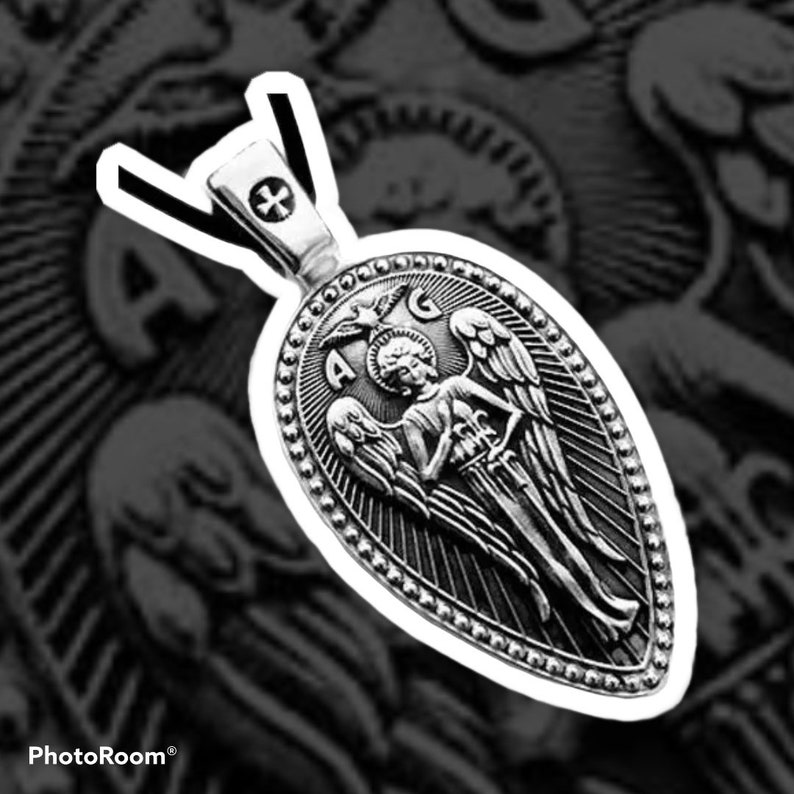 ARCHANGEL ST.GABRIEL PROTECT US PRAYER MEDAL STERLING SILVER PENDANT NECKLACE ARCHANGEL ST.GABRIEL PROTECT US PRAYER MEDAL STERLING SILVER PENDANT NECKLACE