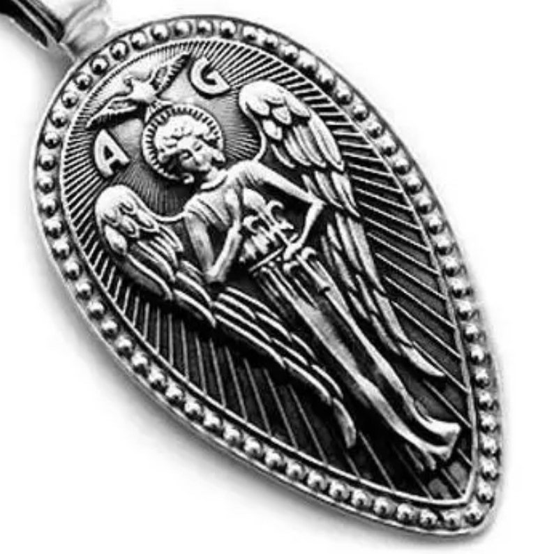 ARCHANGEL ST.GABRIEL PROTECT US PRAYER MEDAL STERLING SILVER PENDANT NECKLACE ARCHANGEL ST.GABRIEL PROTECT US PRAYER MEDAL STERLING SILVER PENDANT NECKLACE